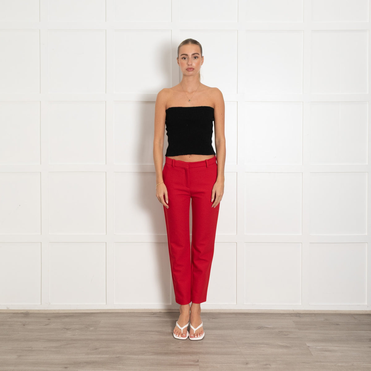 Maje Red Tapered Tailored Trousers - Image 3