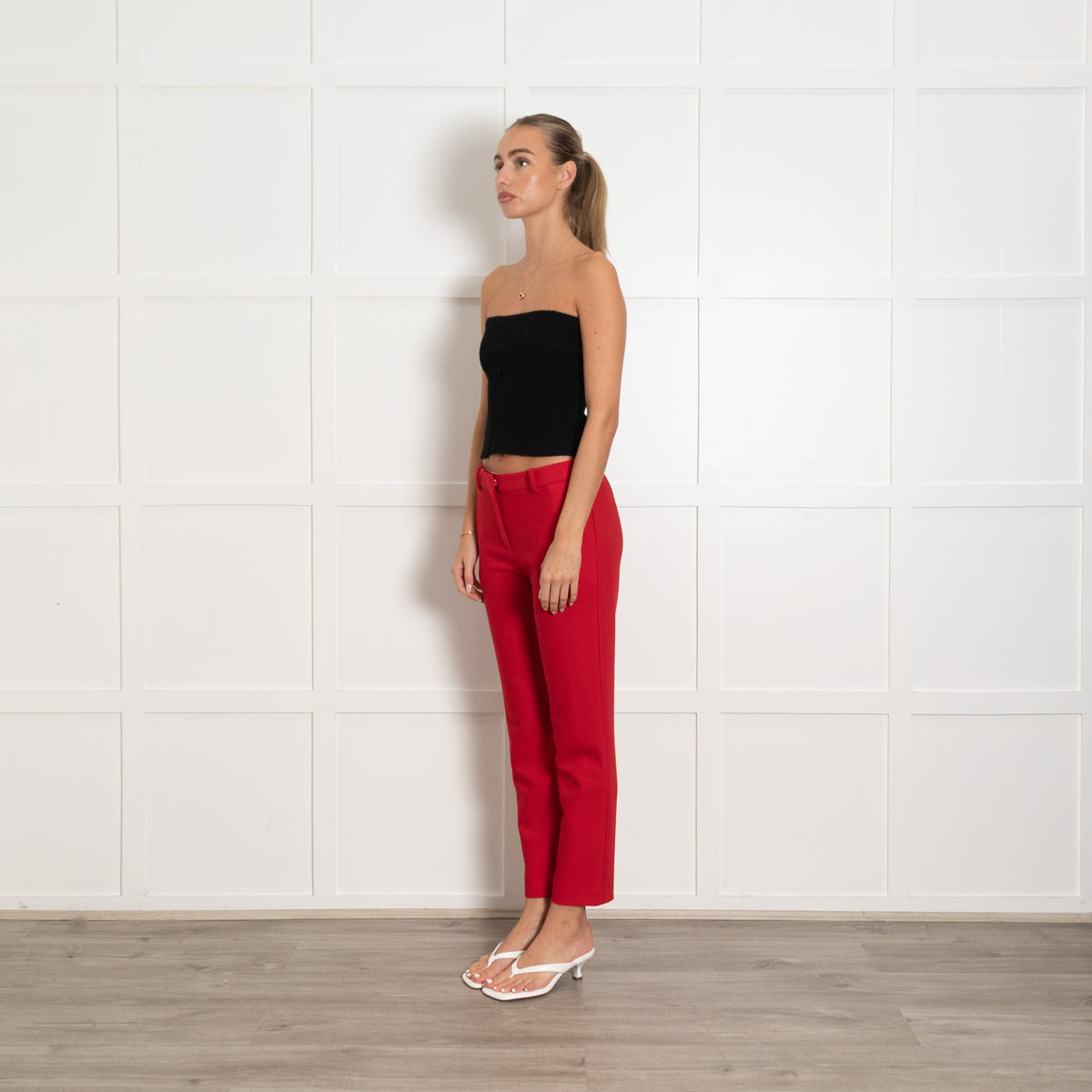 Maje Red Tapered Tailored Trousers - Image 4