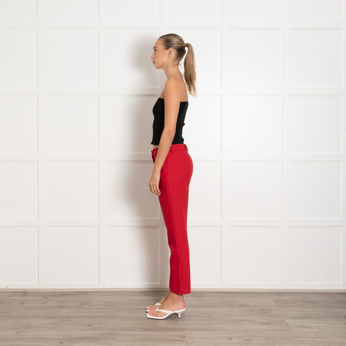 Maje Red Tapered Tailored Trousers - Image 5