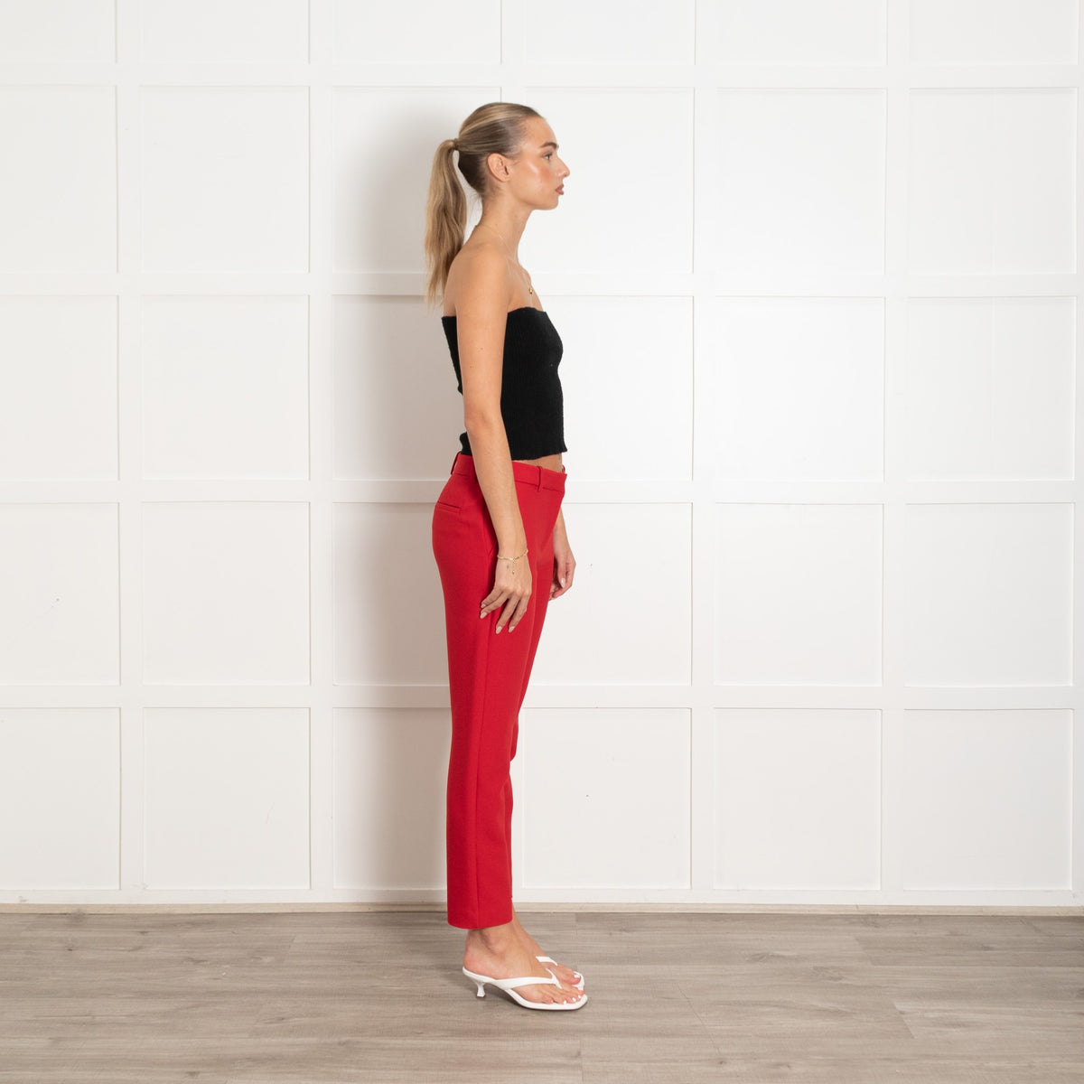 Maje Red Tapered Tailored Trousers - Image 7