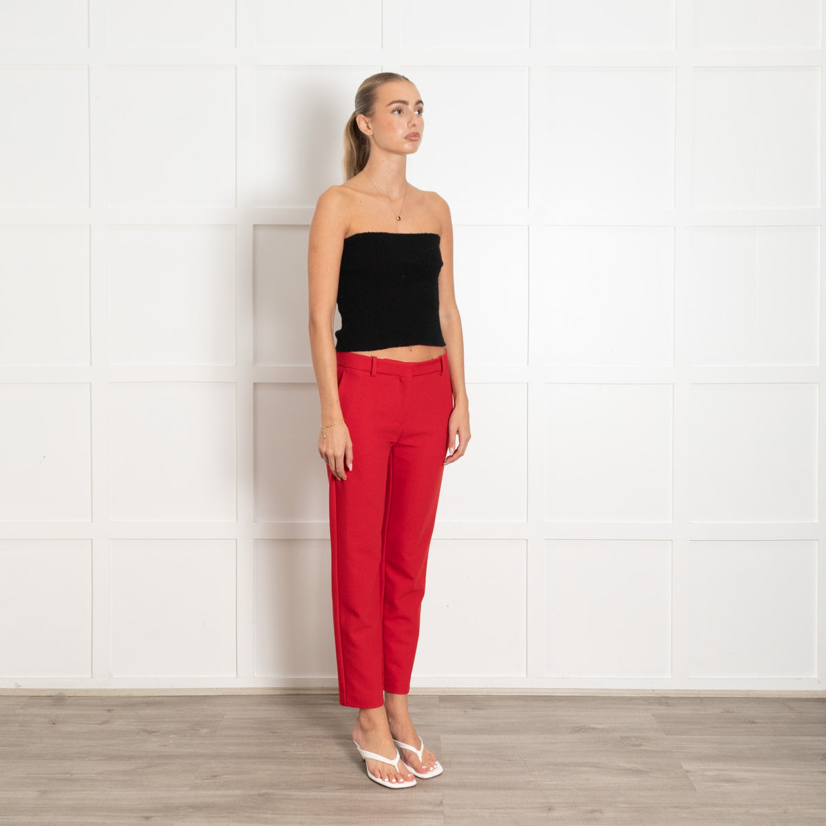 Maje Red Tapered Tailored Trousers - Image 8