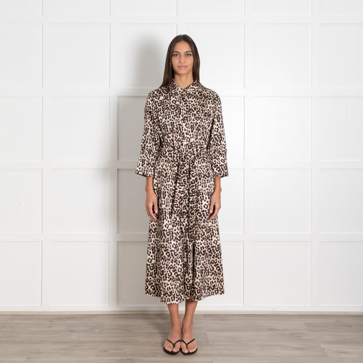 Marella Leopard Print Shirt Dress with Deep Cuff Detail - Image 1