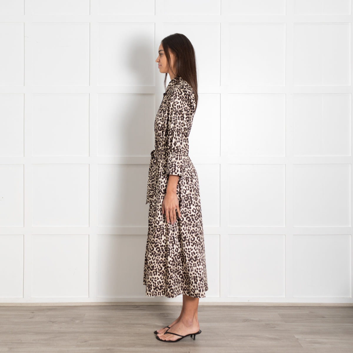 Marella Leopard Print Shirt Dress with Deep Cuff Detail - Image 3