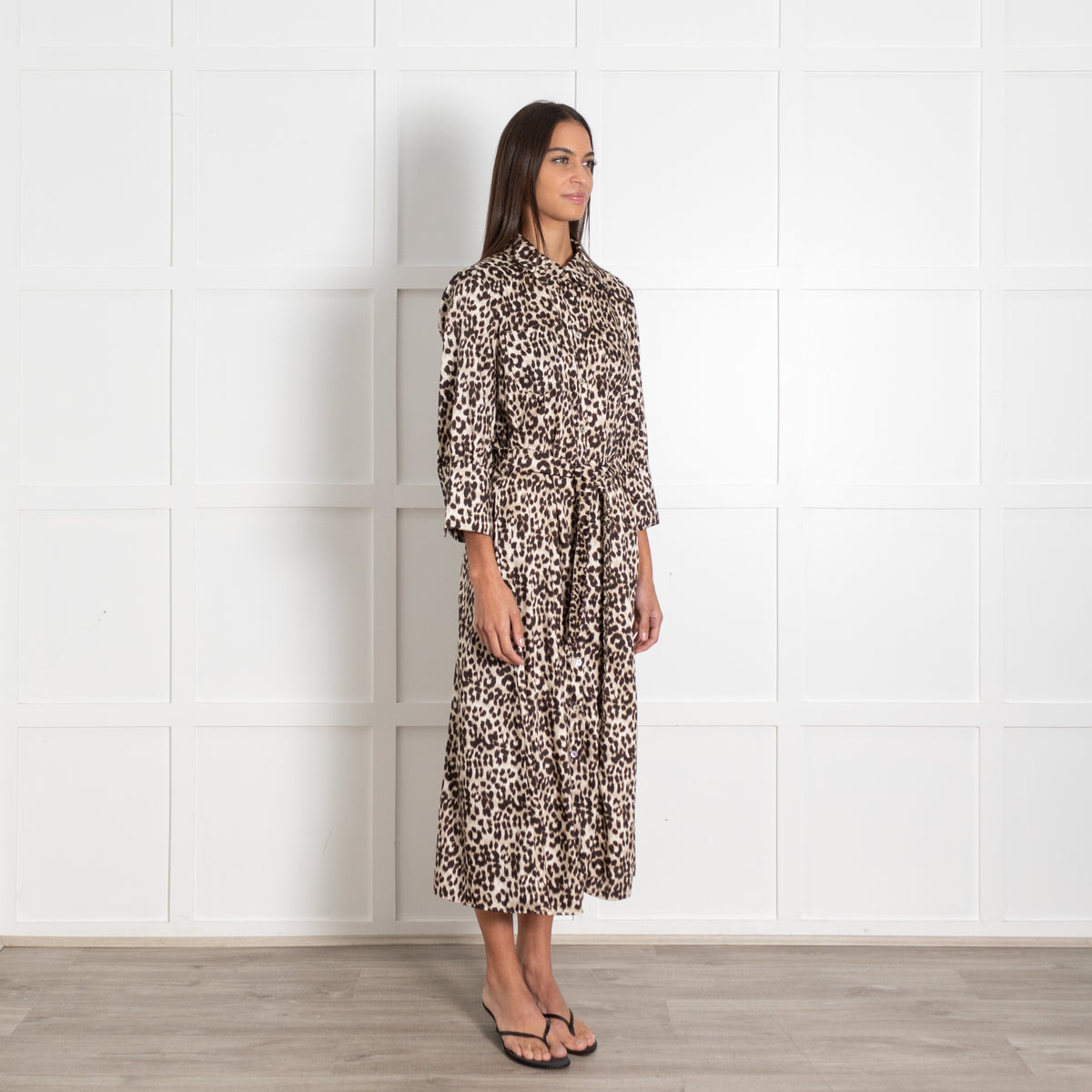 Marella Leopard Print Shirt Dress with Deep Cuff Detail - Image 7