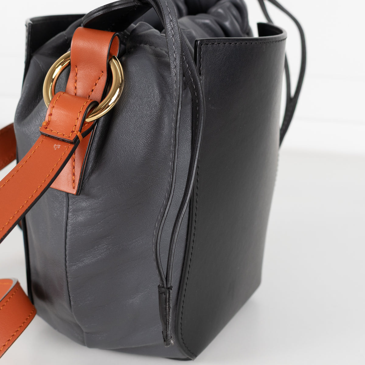 Marni Gusset Leather Black, Grey & Orange  Bag - Image 11