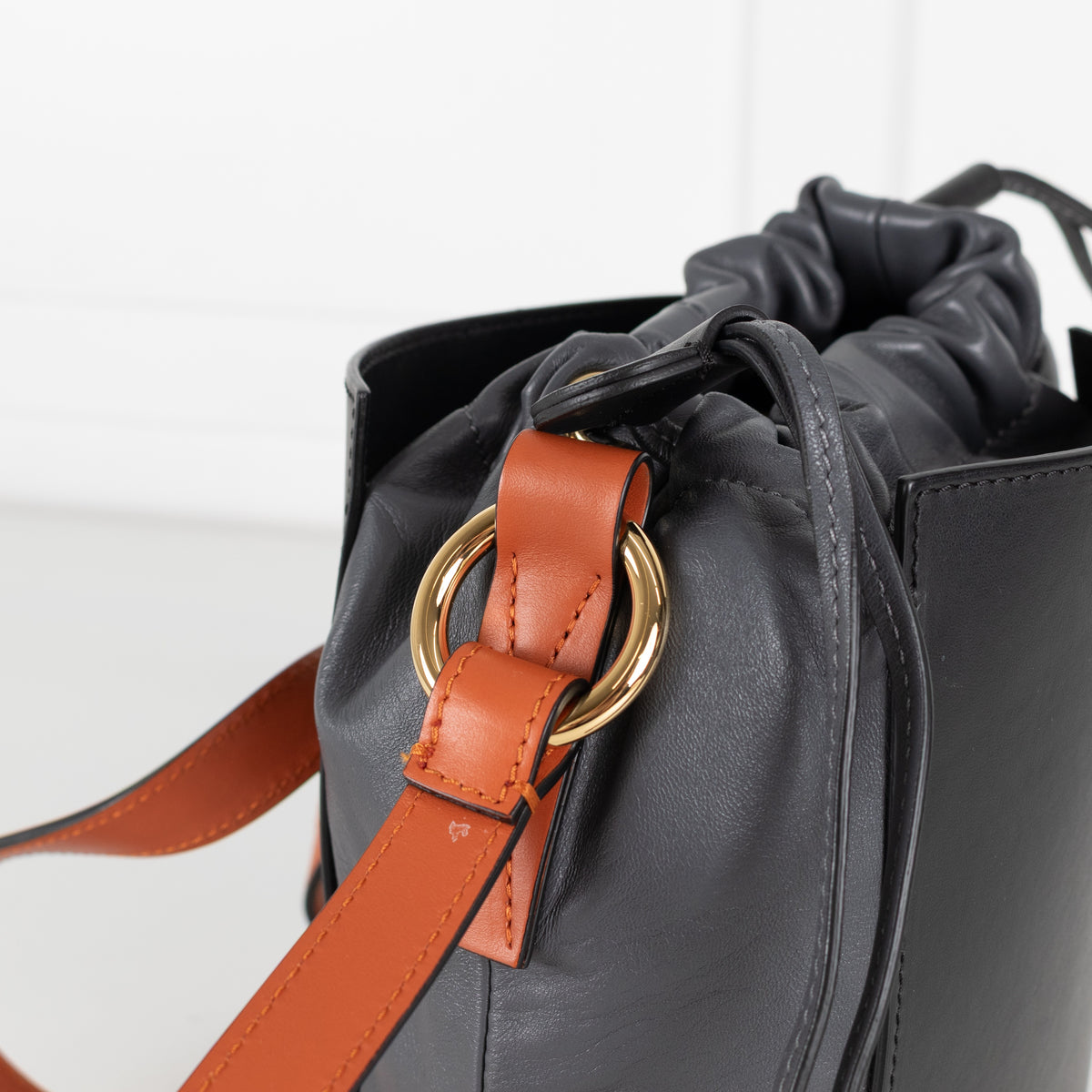 Marni Gusset Leather Black, Grey & Orange  Bag - Image 12