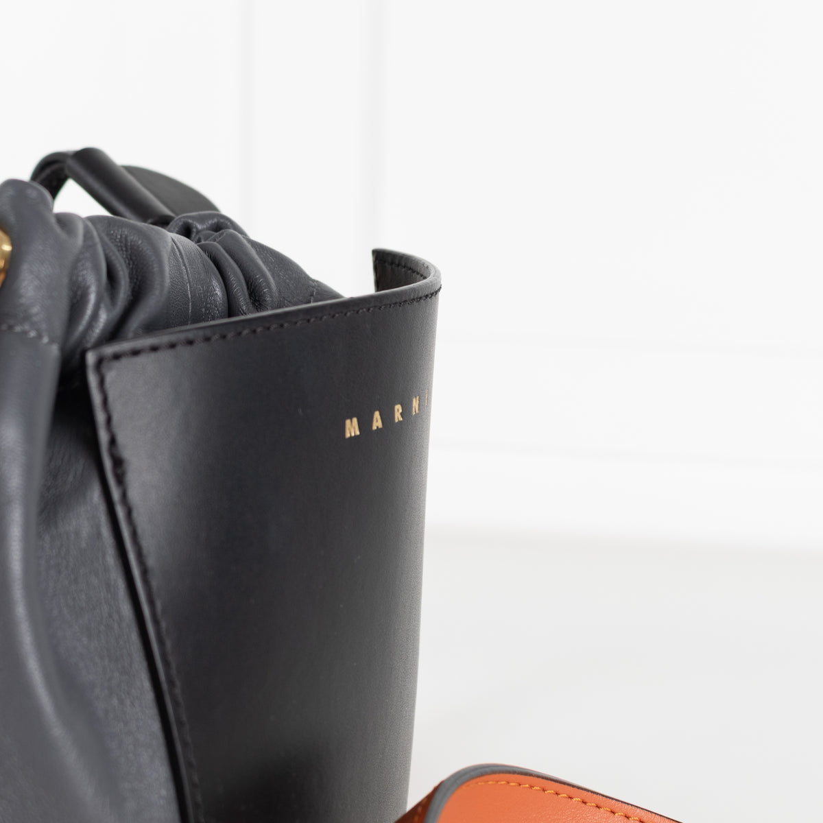 Marni Gusset Leather Black, Grey & Orange  Bag - Image 16
