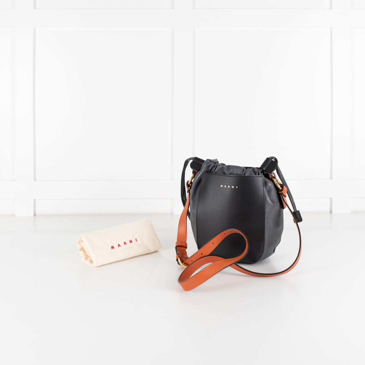 Marni Gusset Leather Black, Grey & Orange  Bag - Image 2