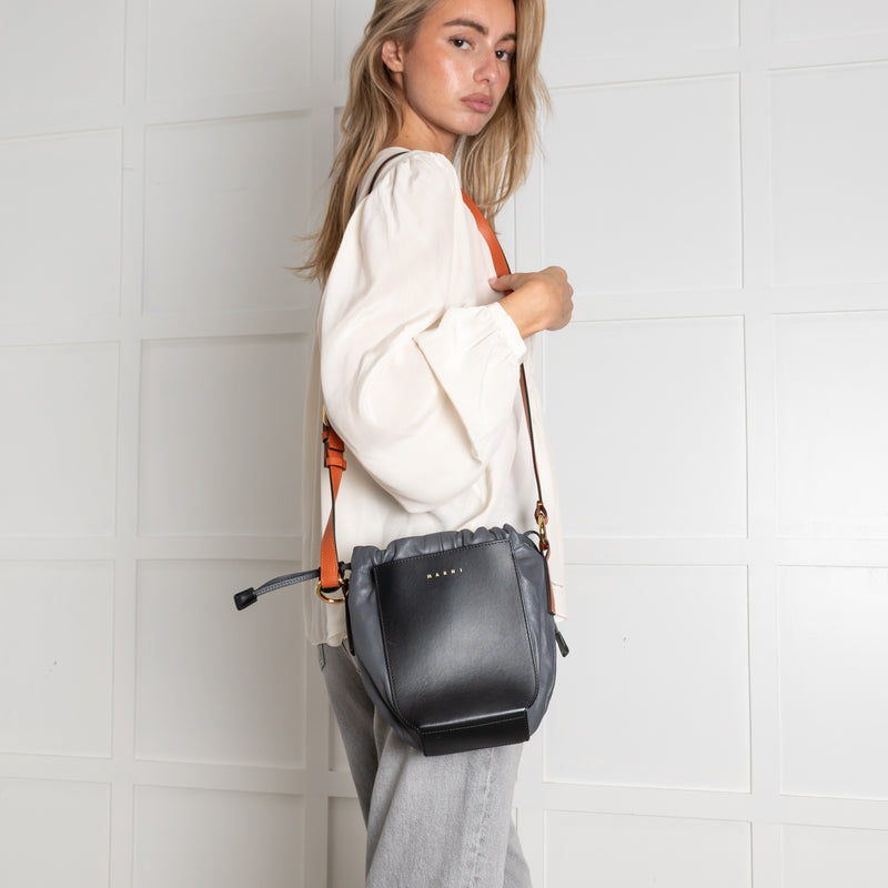 Marni Gusset Leather Black, Grey & Orange Bag - Image 2
