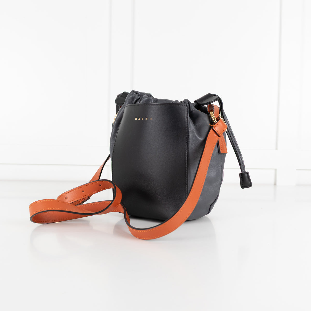 Marni Gusset Leather Black, Grey & Orange  Bag - Image 7