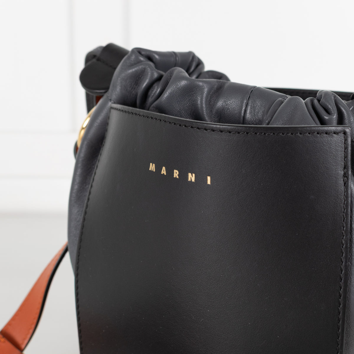Marni Gusset Leather Black, Grey & Orange  Bag - Image 8