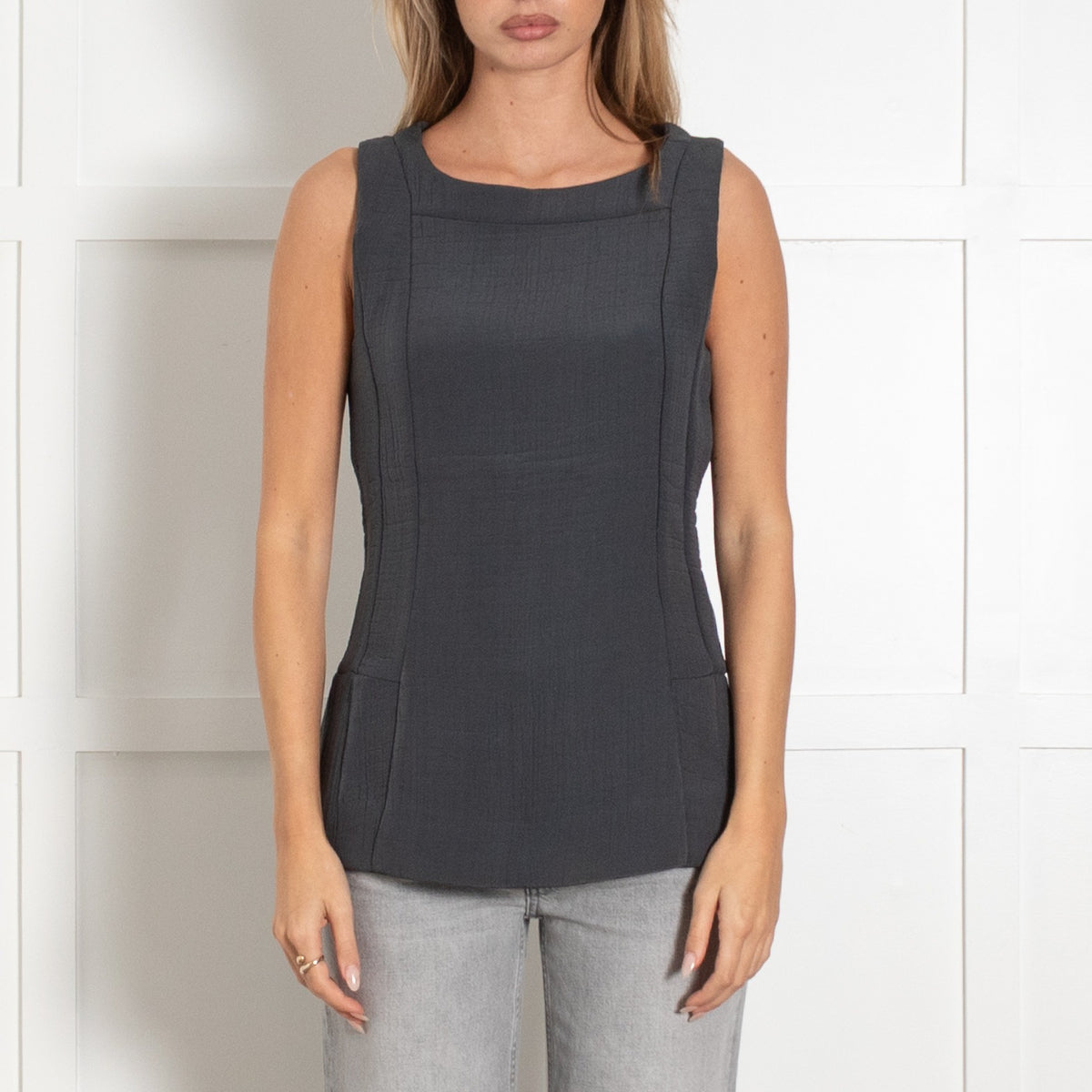Marni Light Teal Quilted Textured Sleeveless Top - Image 2