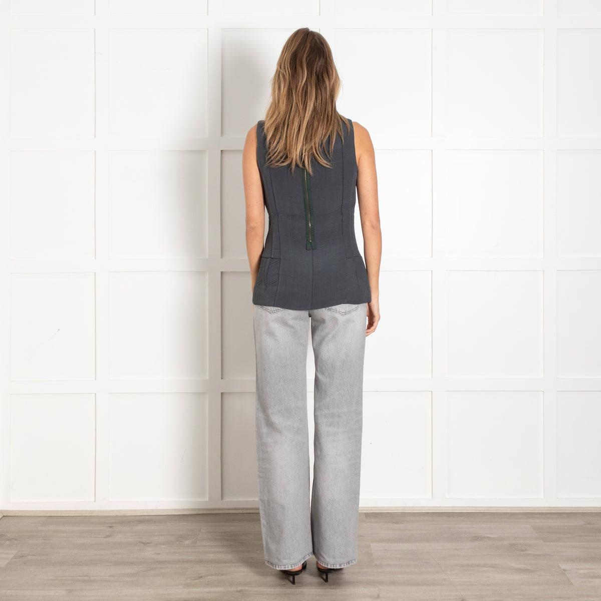 Marni Light Teal Quilted Textured Sleeveless Top - Image 5