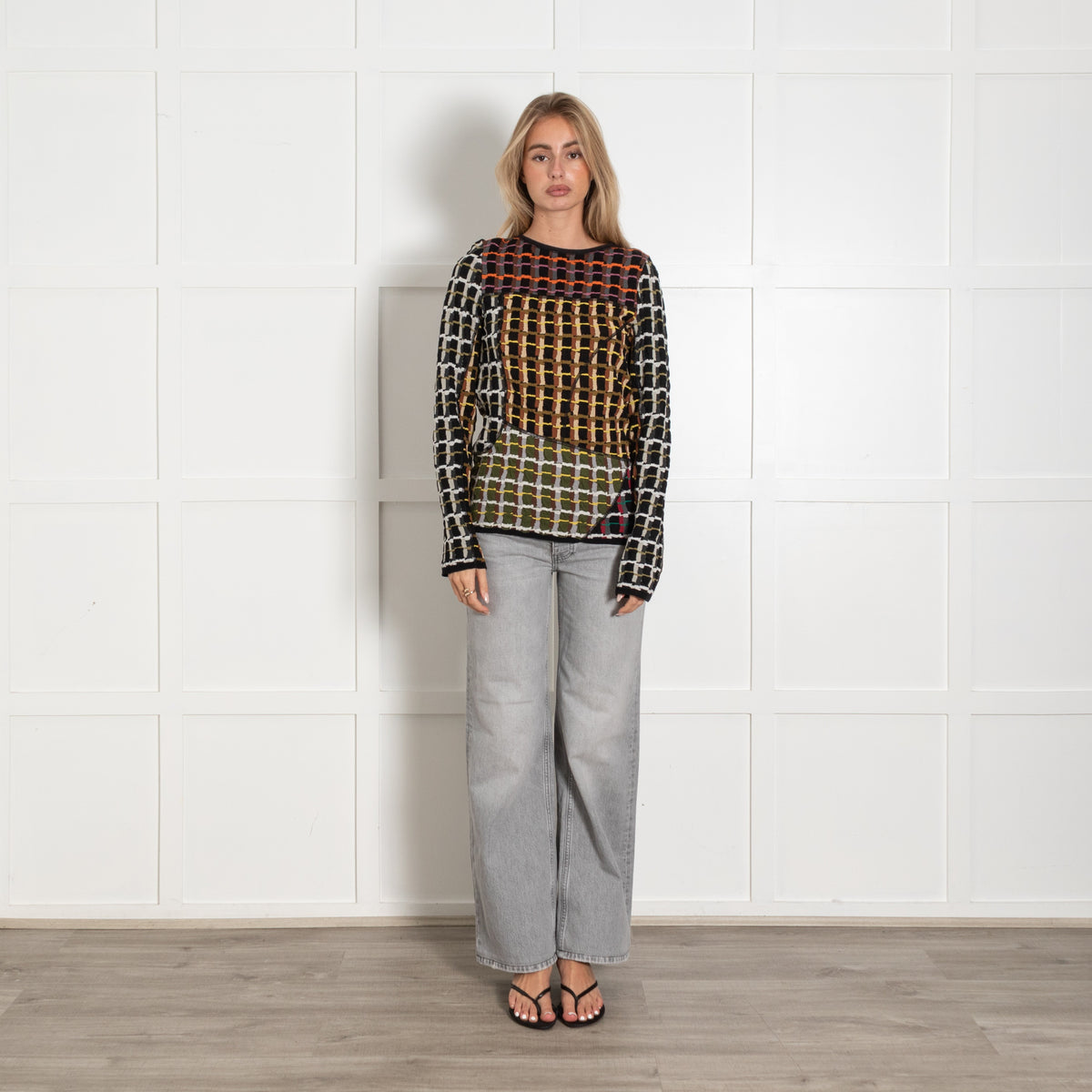 Marni Multicoloured Checked Jacquard-Knit Top - Image 1