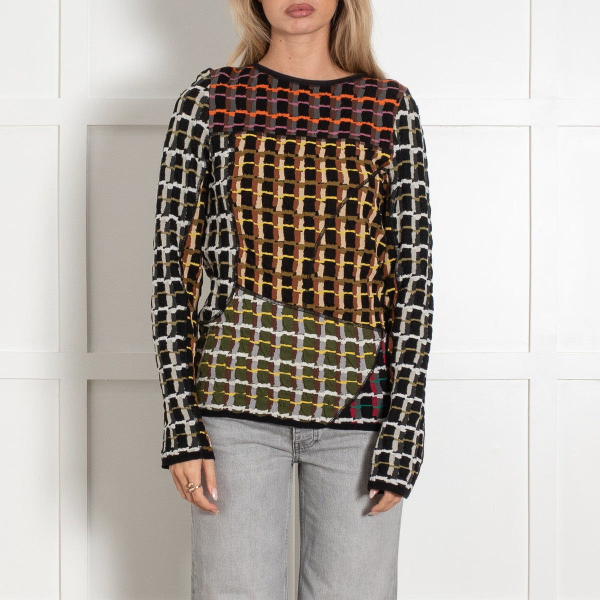 Marni Multicoloured Checked Jacquard-Knit Top - Image 2