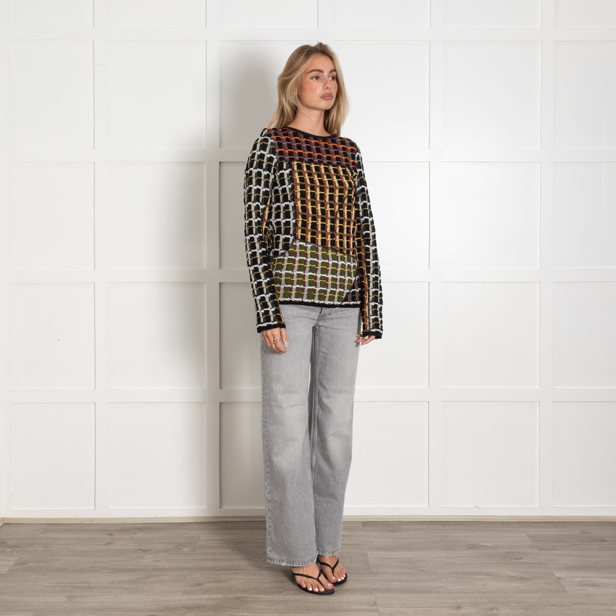 Marni Multicoloured Checked Jacquard-Knit Top - Image 7