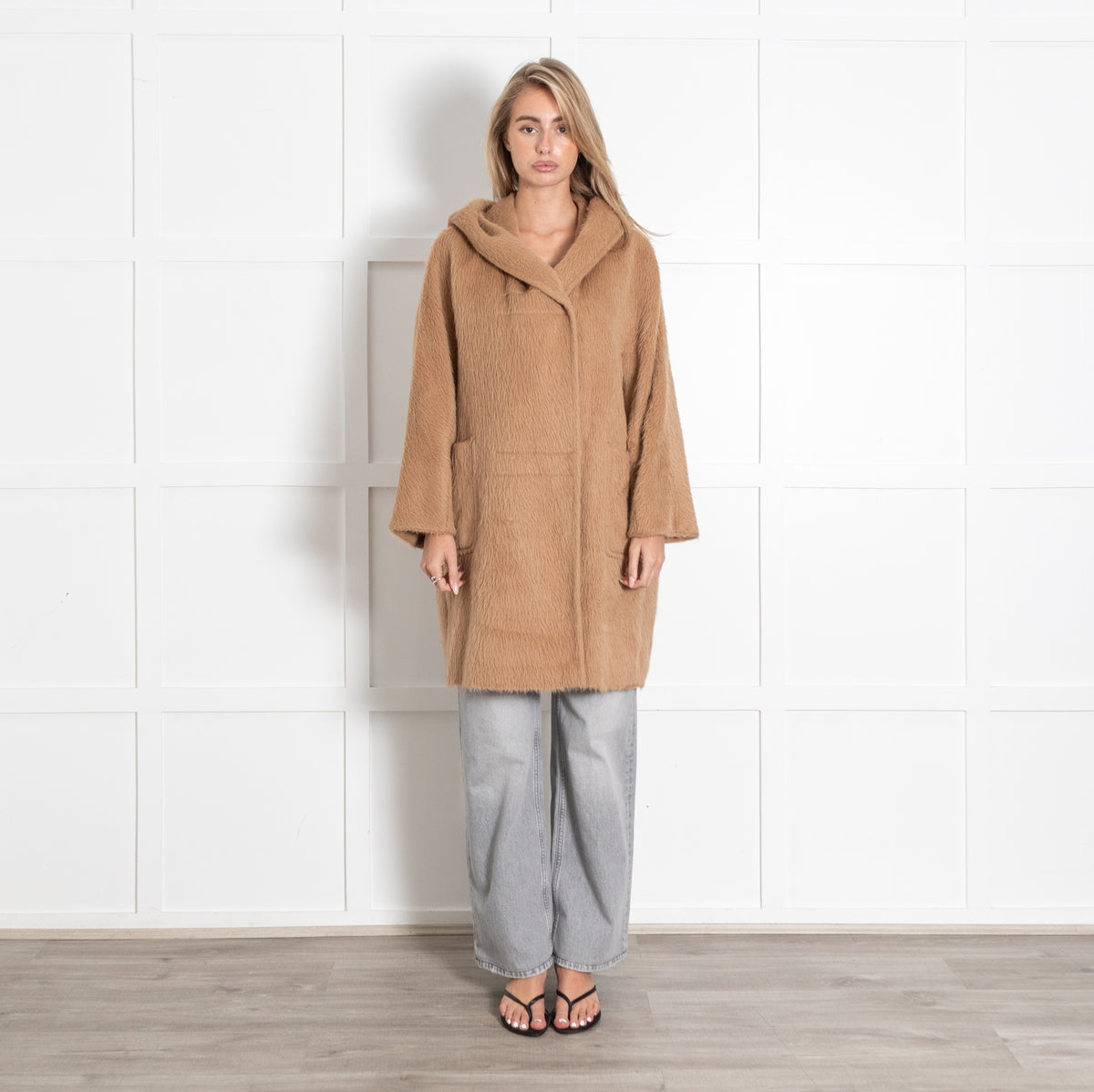 Max Mara Alpaca Silk Shaggy Hooded Coat - Image 1