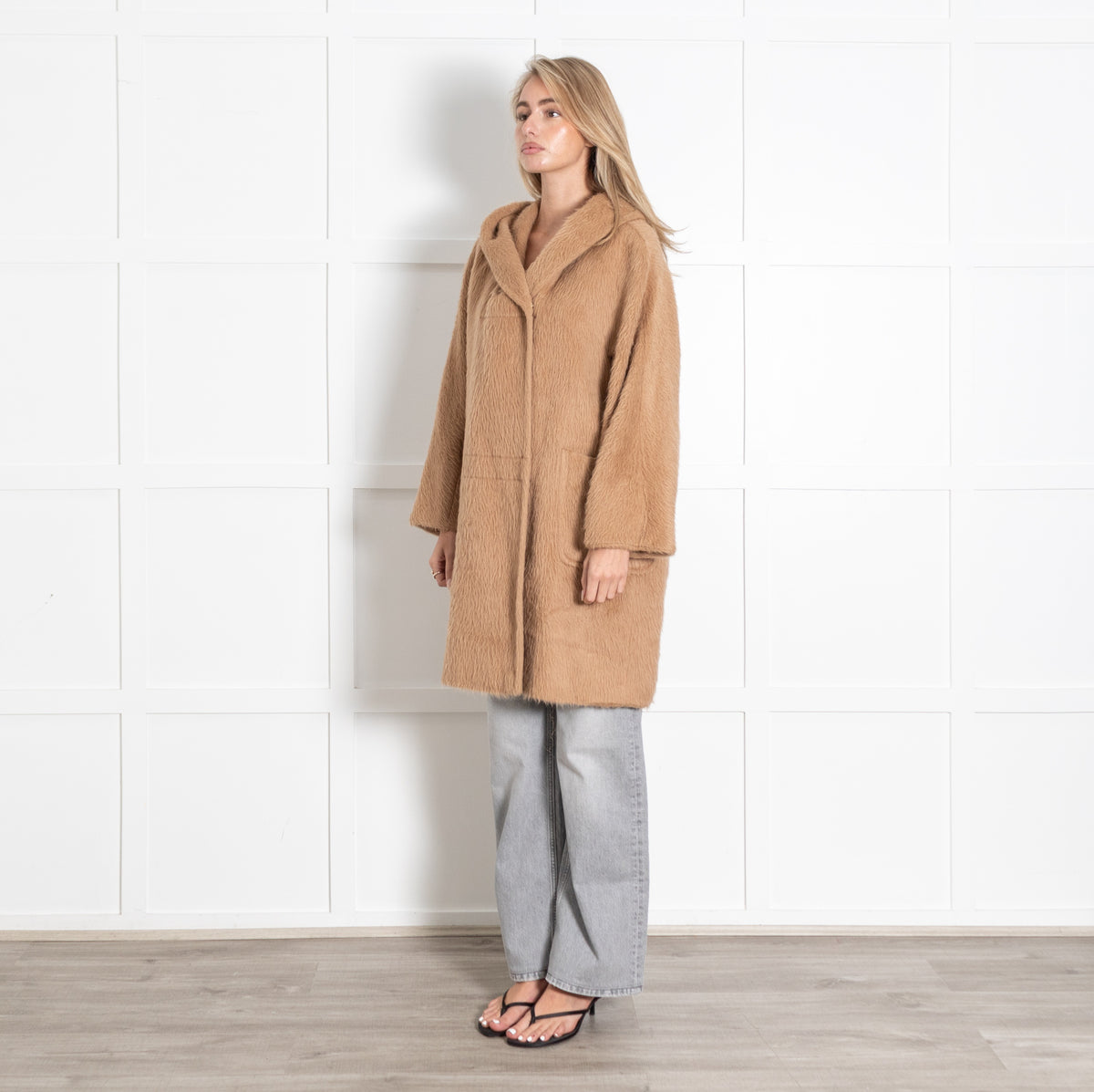 Max Mara Alpaca Silk Shaggy Hooded Coat - Image 3