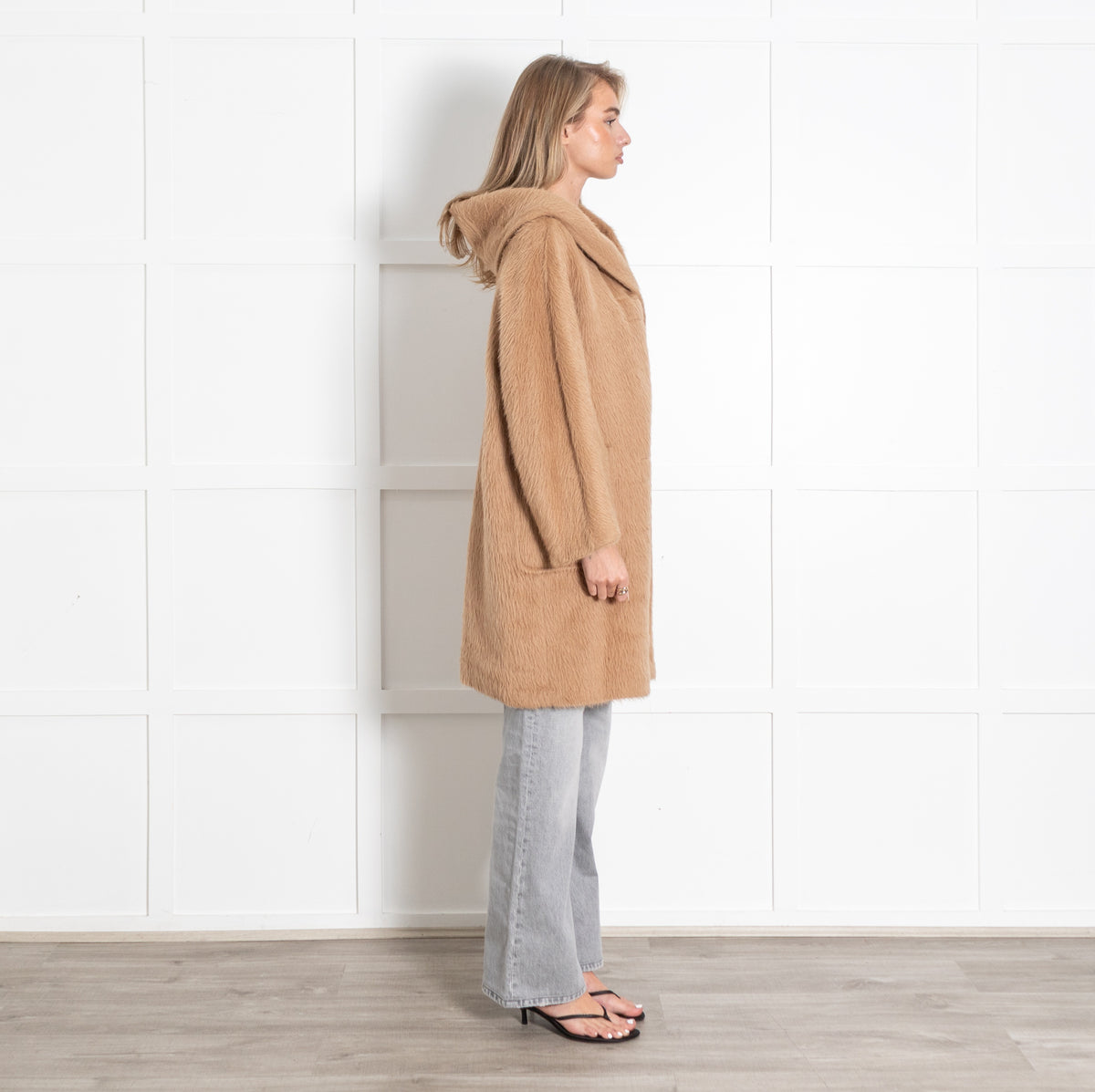 Max Mara Alpaca Silk Shaggy Hooded Coat - Image 6