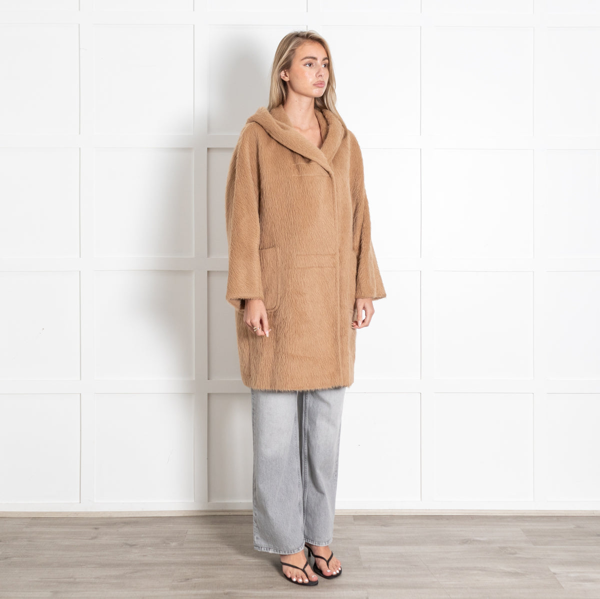 Max Mara Alpaca Silk Shaggy Hooded Coat - Image 7