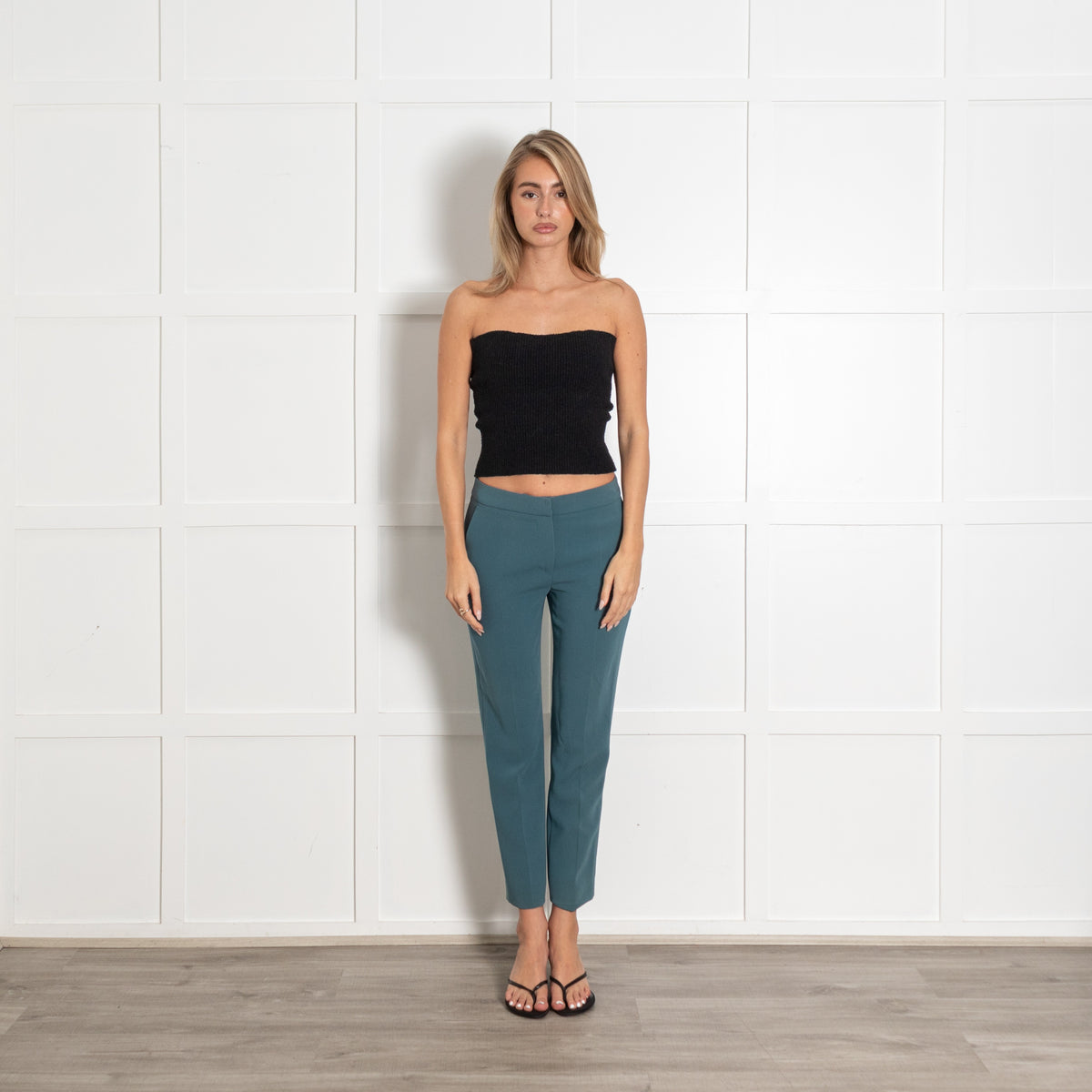 Max Mara Teal Slim Tapered Tailored Trousers - Image 1