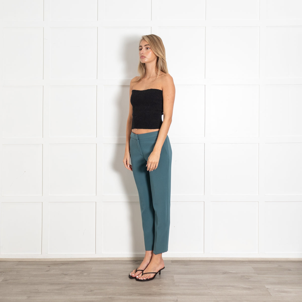 Max Mara Teal Slim Tapered Tailored Trousers - Image 3