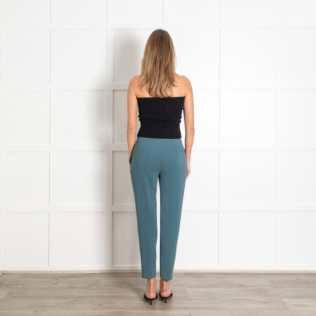 Max Mara Teal Slim Tapered Tailored Trousers - Image 5