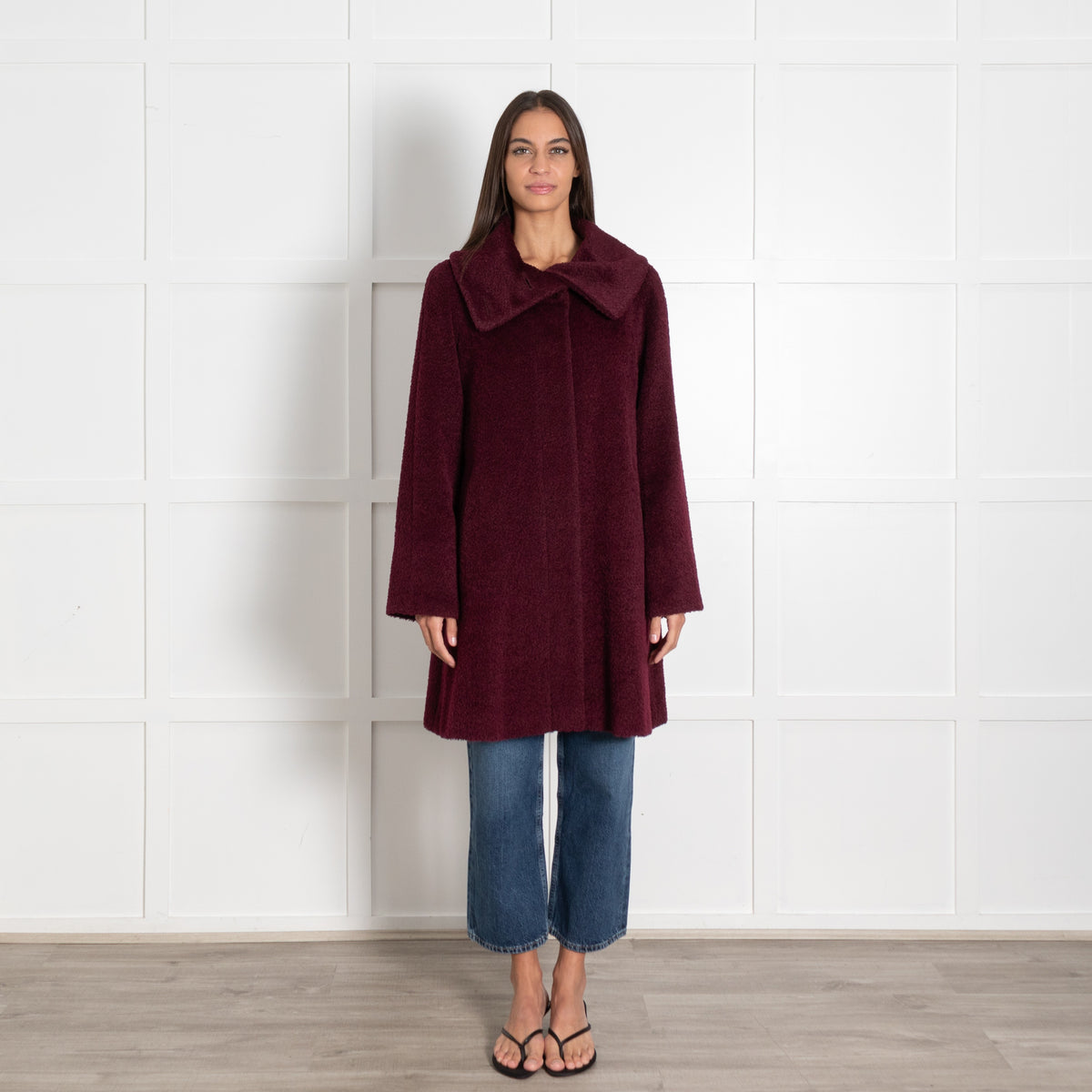 Max Mara Studio Teddy Bear Icon Alpaca Coat Burgundy - Image 1