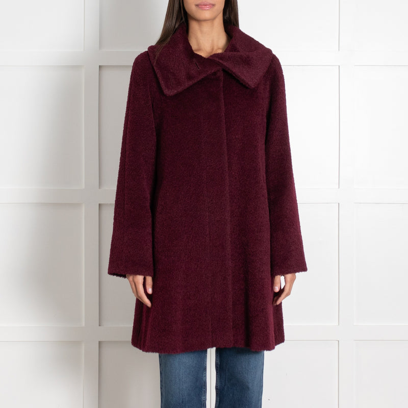 Max Mara Studio Teddy Bear Icon Alpaca Coat Burgundy - Image 2