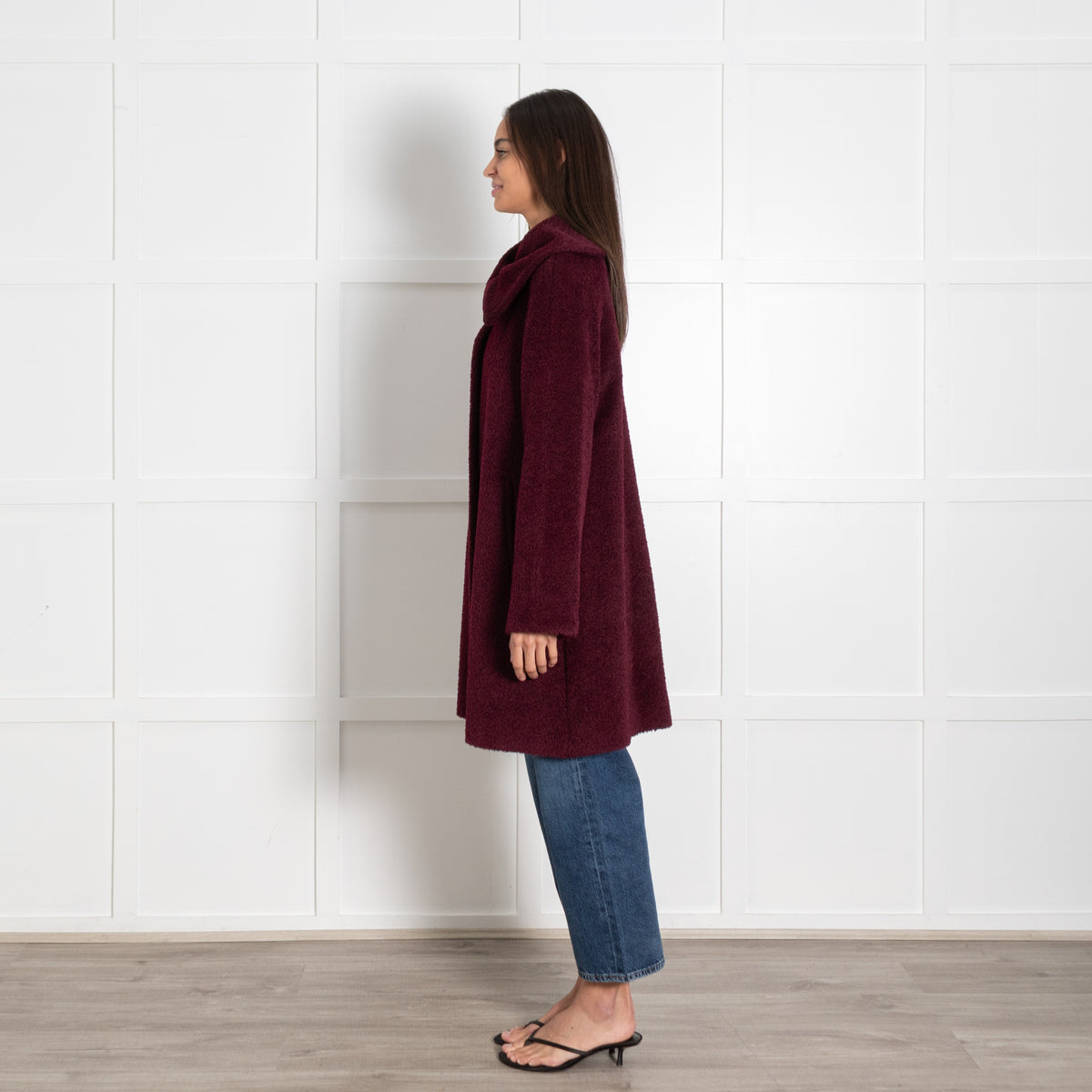 Max Mara Studio Teddy Bear Icon Alpaca Coat Burgundy - Image 4