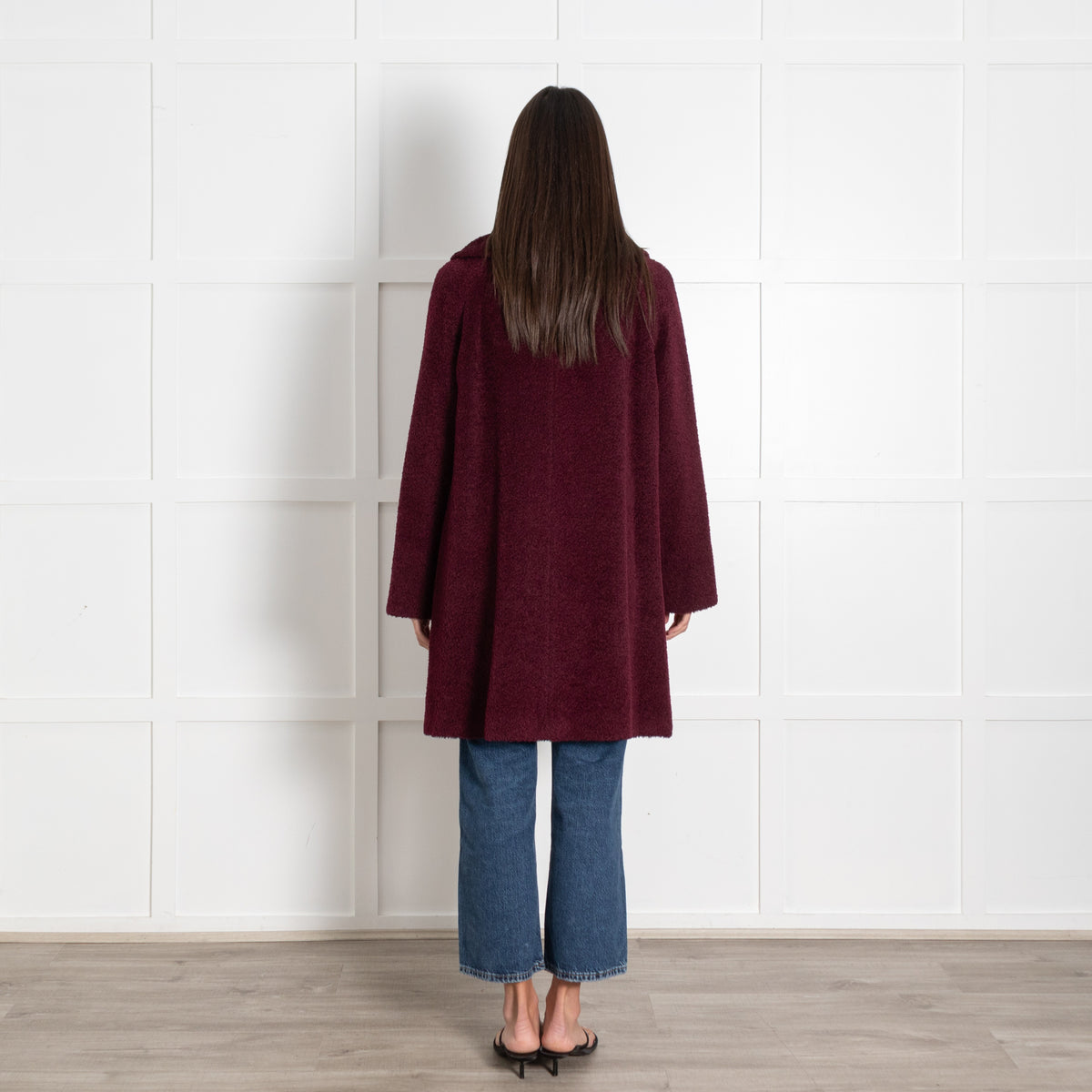 Max Mara Studio Teddy Bear Icon Alpaca Coat Burgundy - Image 5