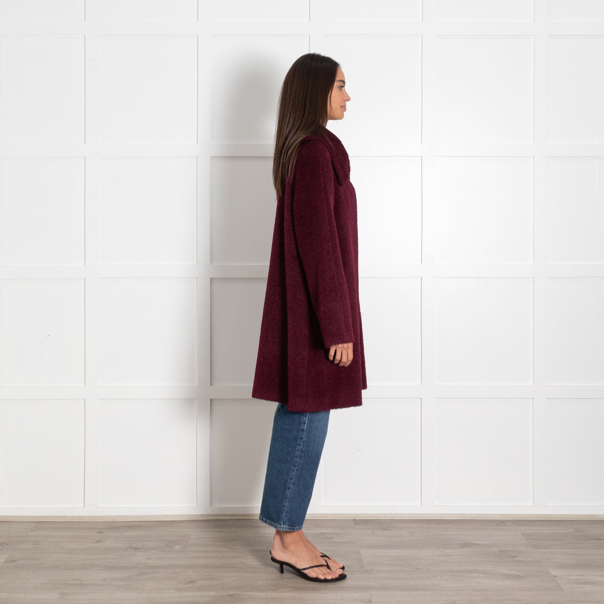 Max Mara Studio Teddy Bear Icon Alpaca Coat Burgundy - Image 6