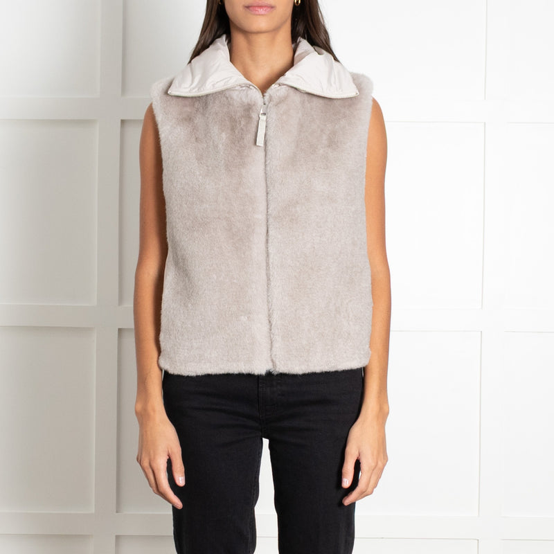 Max & Moi Pale Grey Panelled Faux Fur Front Gilet - Image 2