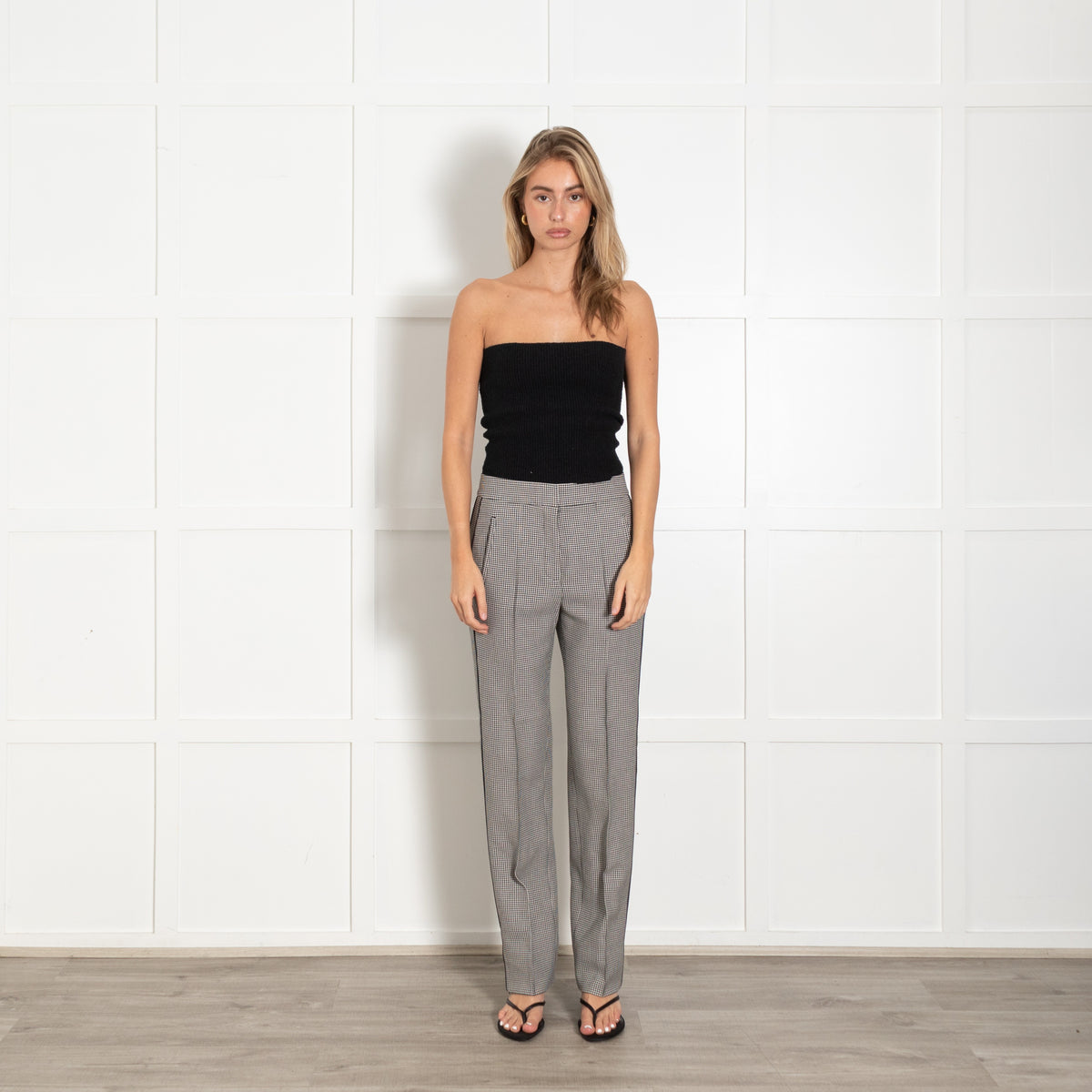 Houndstooth Pleated Pant Black & White Trousers - Image 1