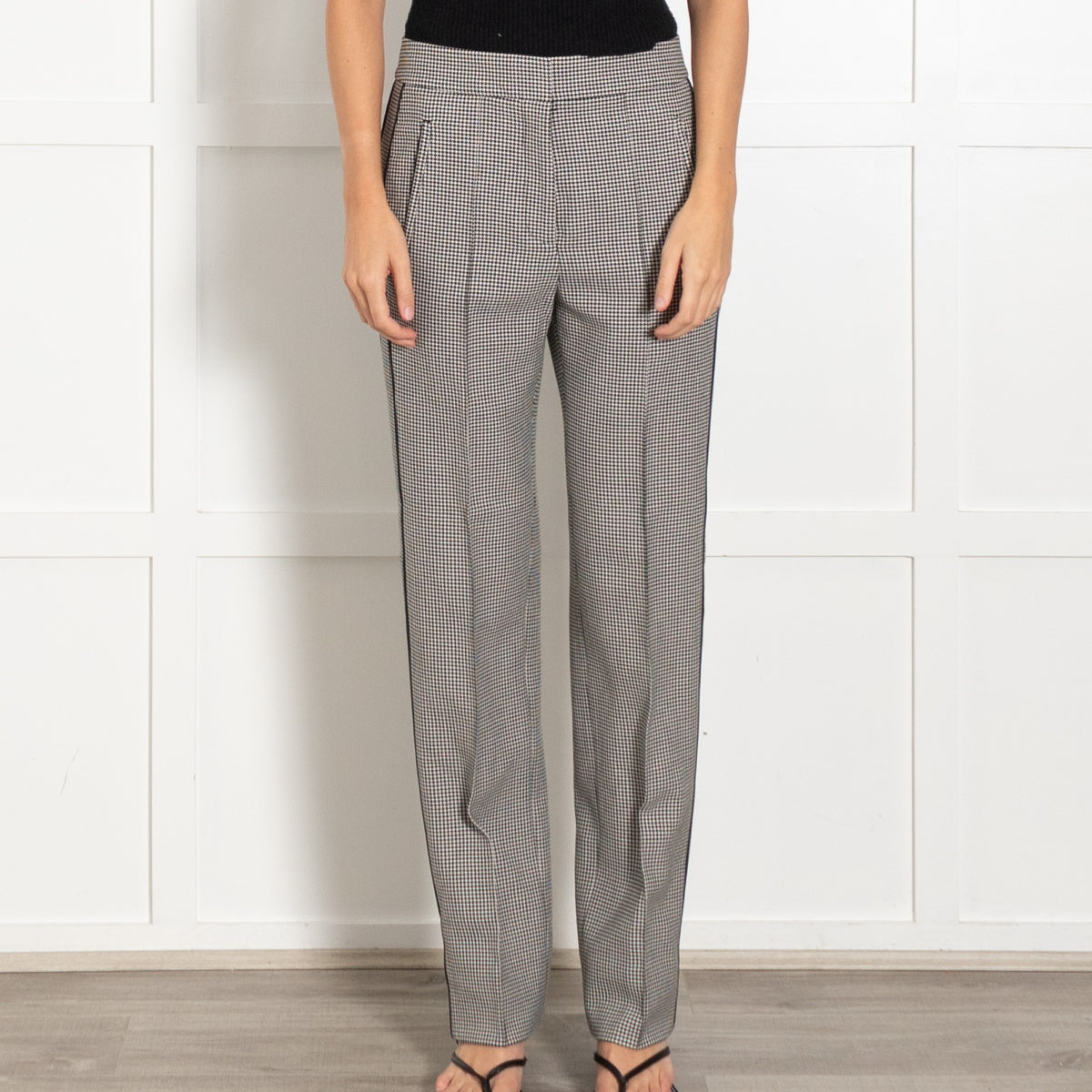 Houndstooth Pleated Pant Black & White Trousers - Image 2