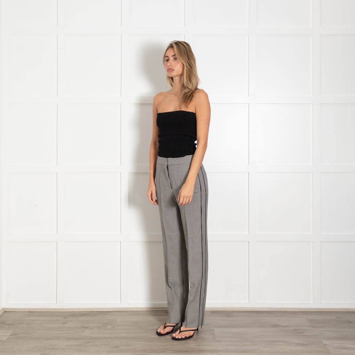 Houndstooth Pleated Pant Black & White Trousers - Image 3