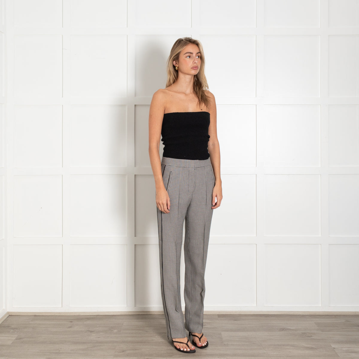 Houndstooth Pleated Pant Black & White Trousers - Image 7