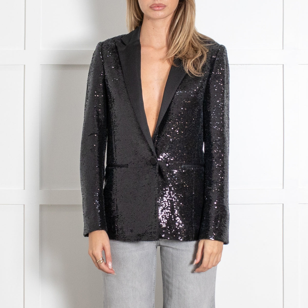 ME+EM Black Sequin Blazer - Image 2