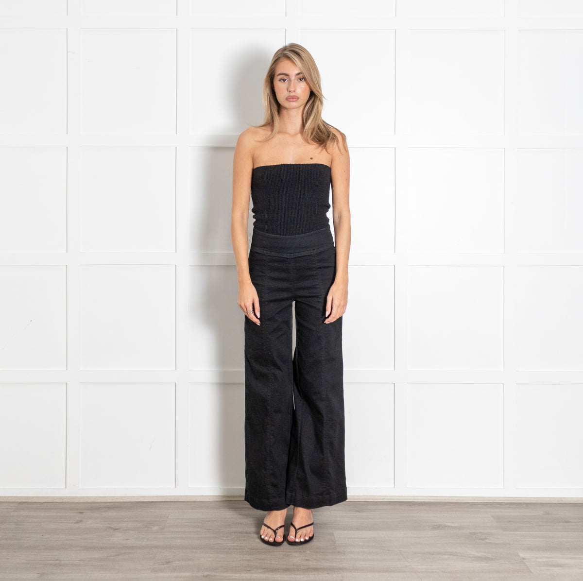 ME+EM Black Slim Side Zipper Denim Trousers - Image 1