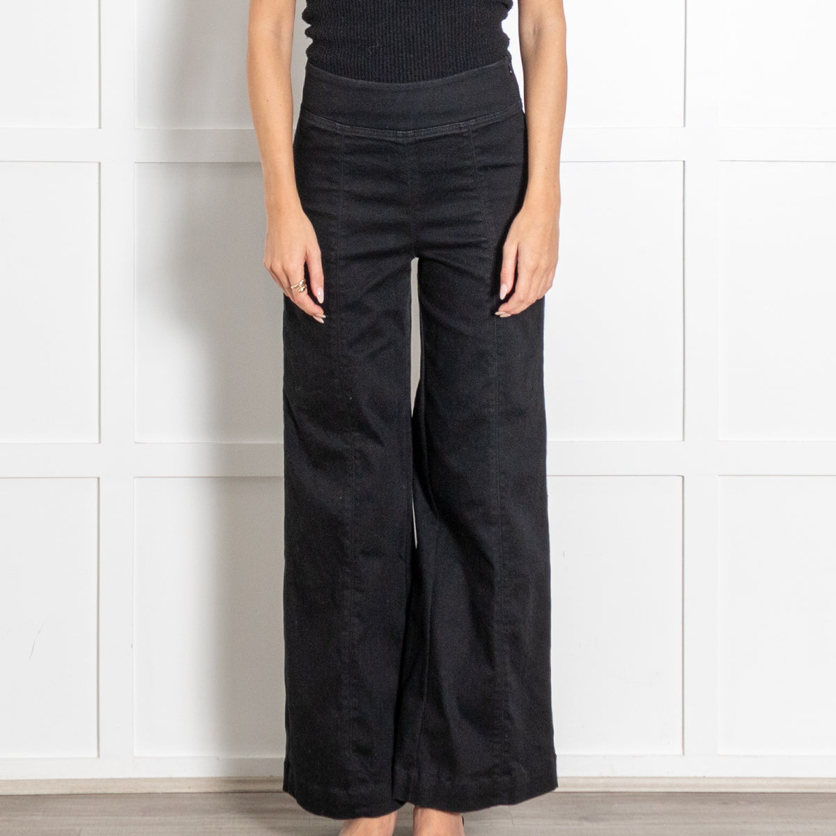 ME+EM Black Slim Side Zipper Denim Trousers - Image 2