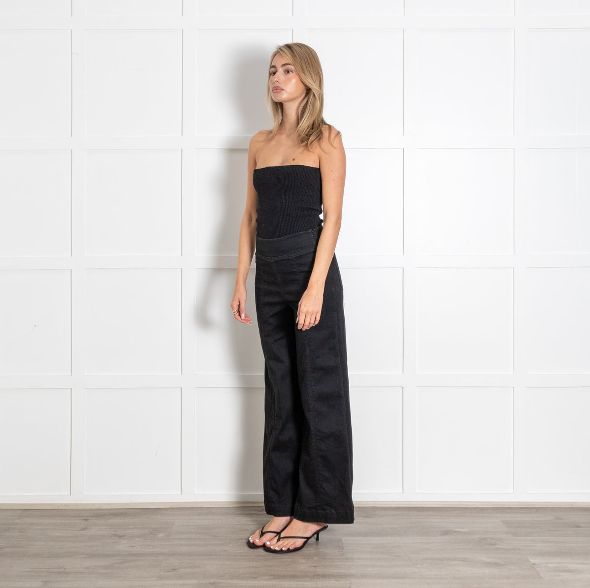 ME+EM Black Slim Side Zipper Denim Trousers - Image 3