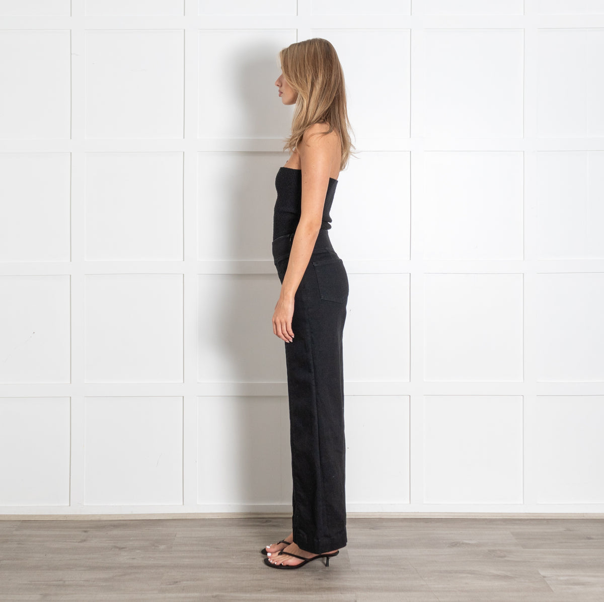 ME+EM Black Slim Side Zipper Denim Trousers - Image 4