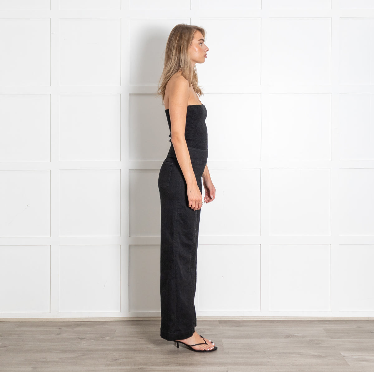 ME+EM Black Slim Side Zipper Denim Trousers - Image 6