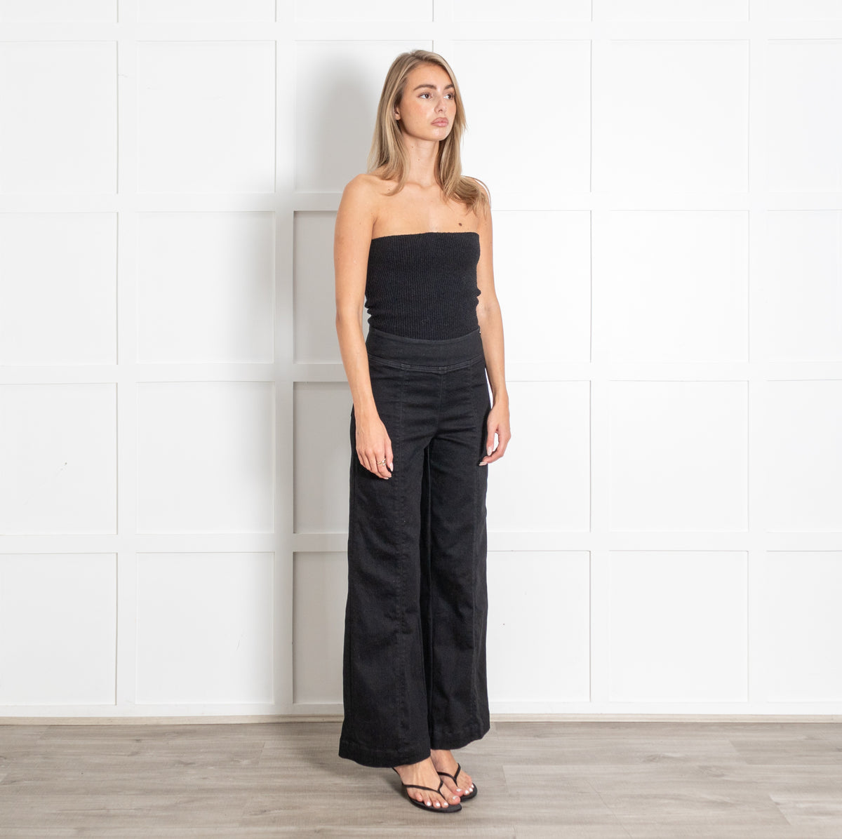 ME+EM Black Slim Side Zipper Denim Trousers - Image 7