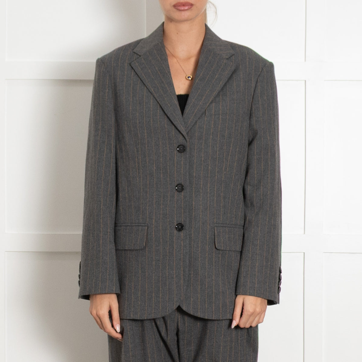 Me + Em Grey Pinstripe Blazer UK 6 - Image 2