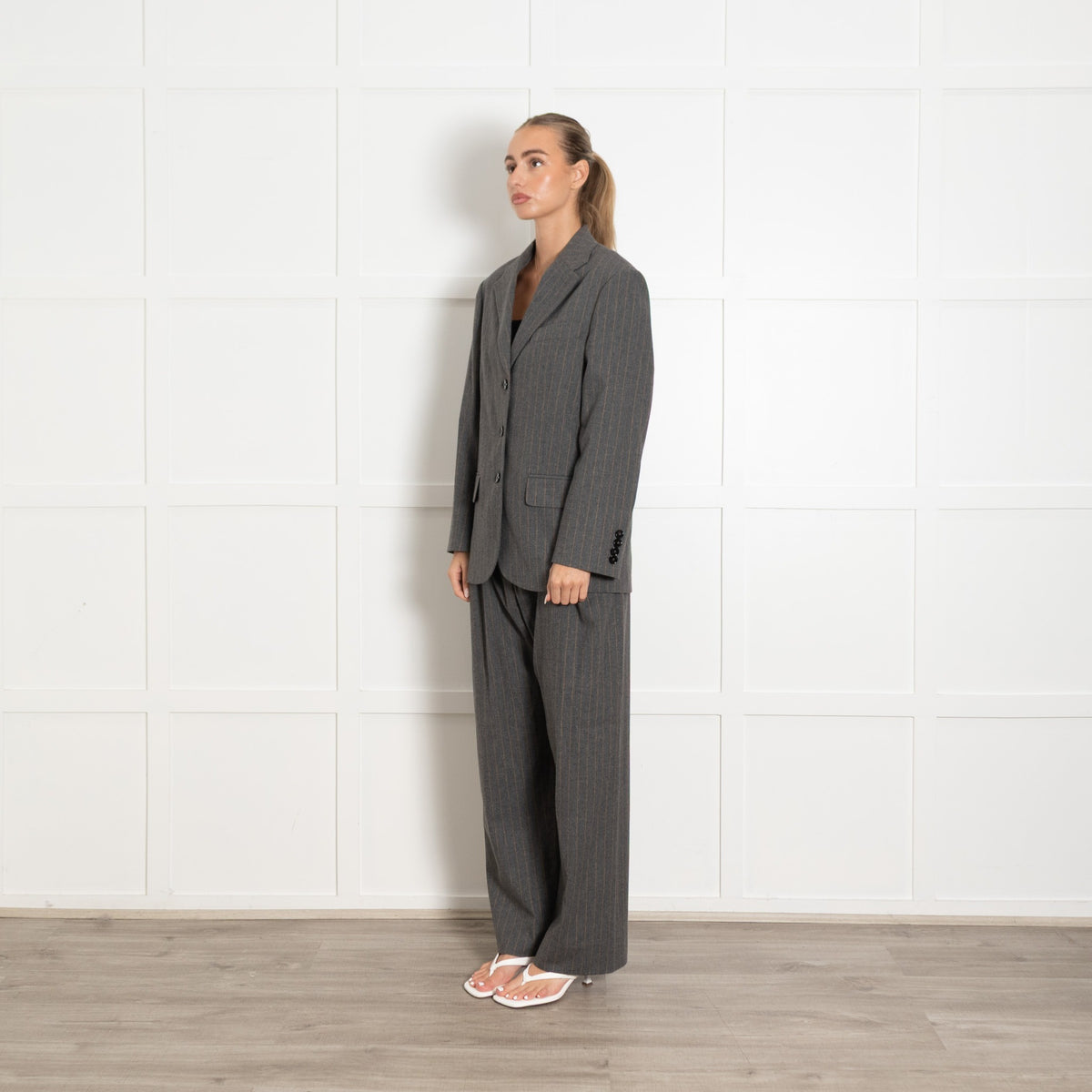 Me + Em Grey Pinstripe Blazer UK 6 - Image 3