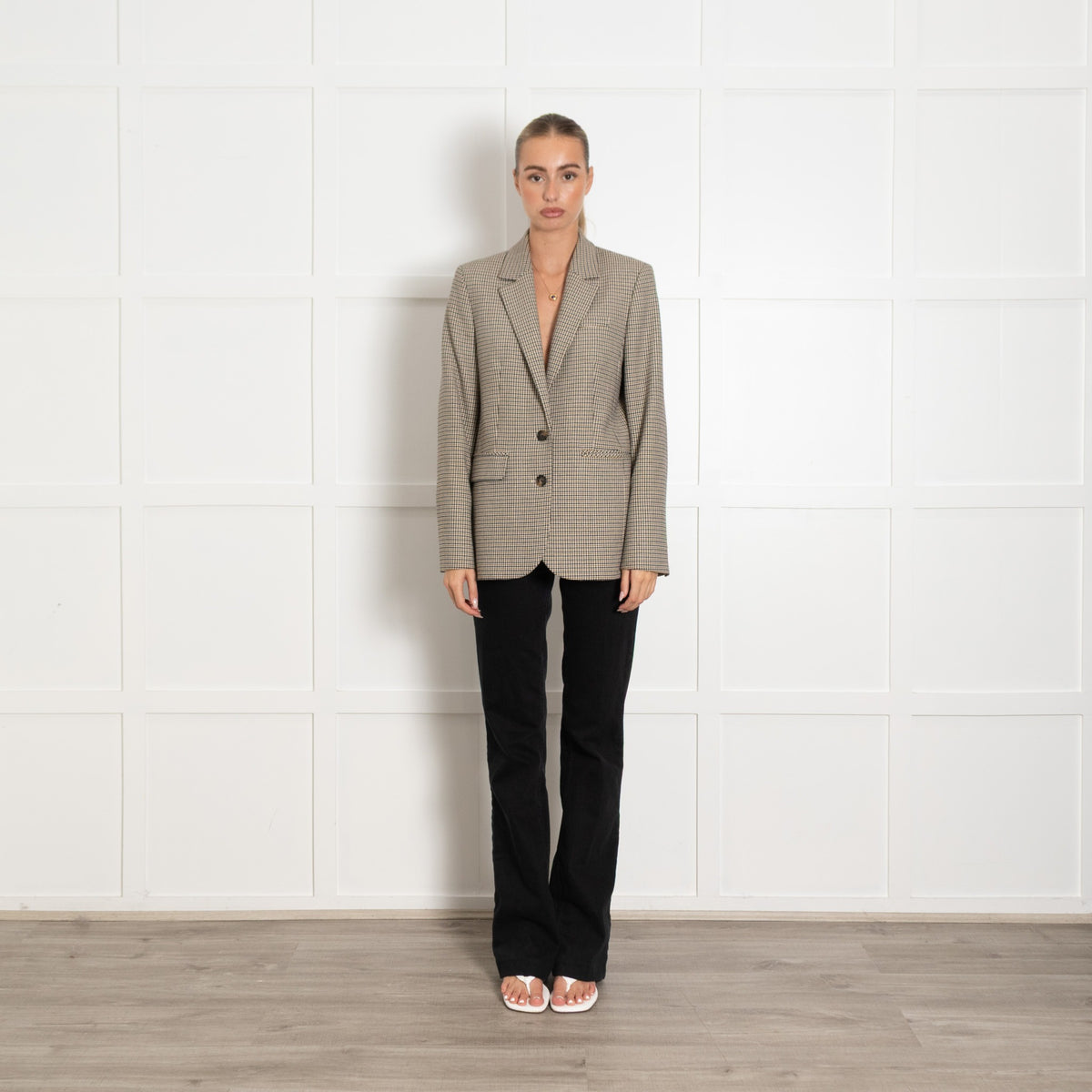Me+Em Houndstooth Blazer With Navy Blue Lining - Image 1
