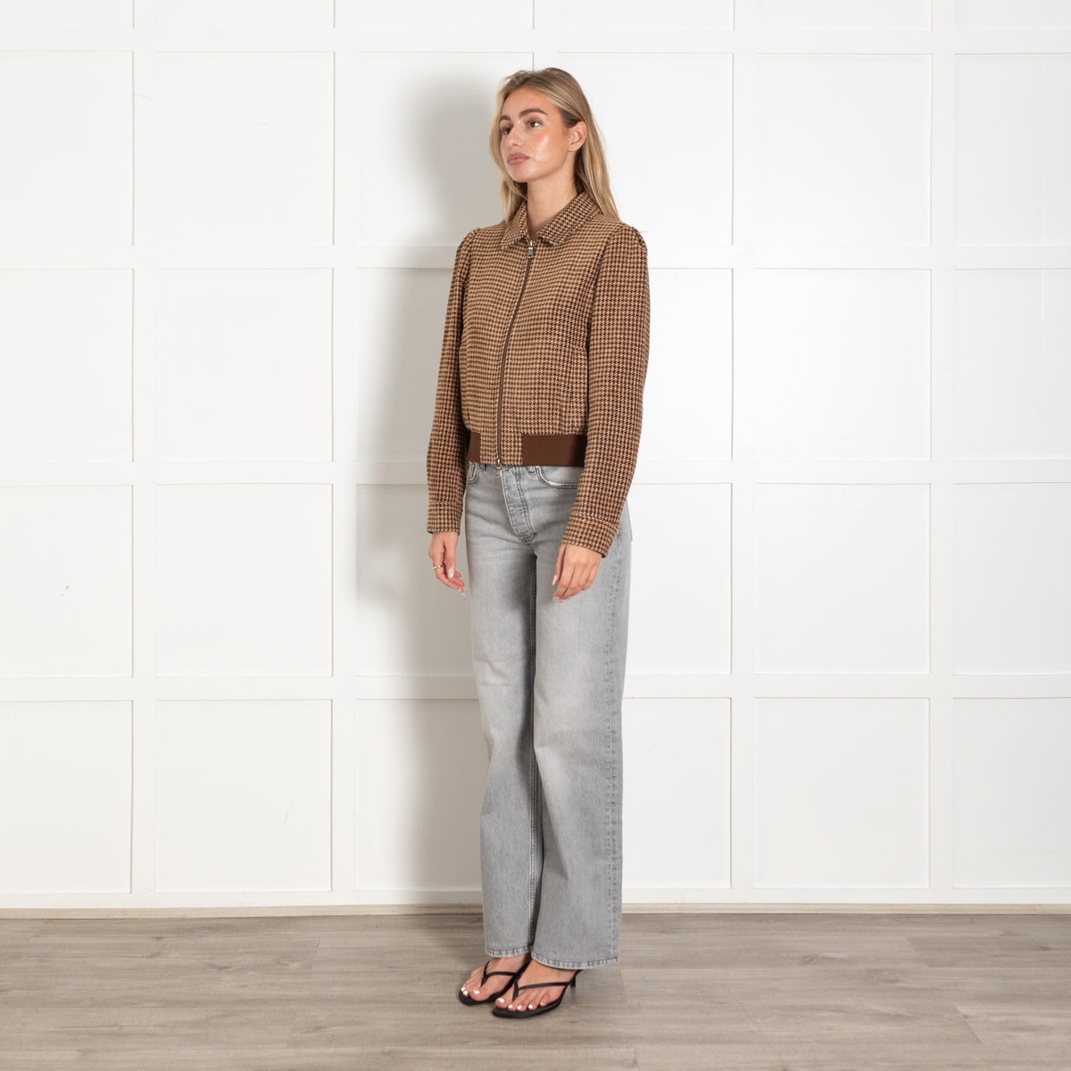 ME+EM Houndstooth Wool Blend Bomber Jacket - Image 3