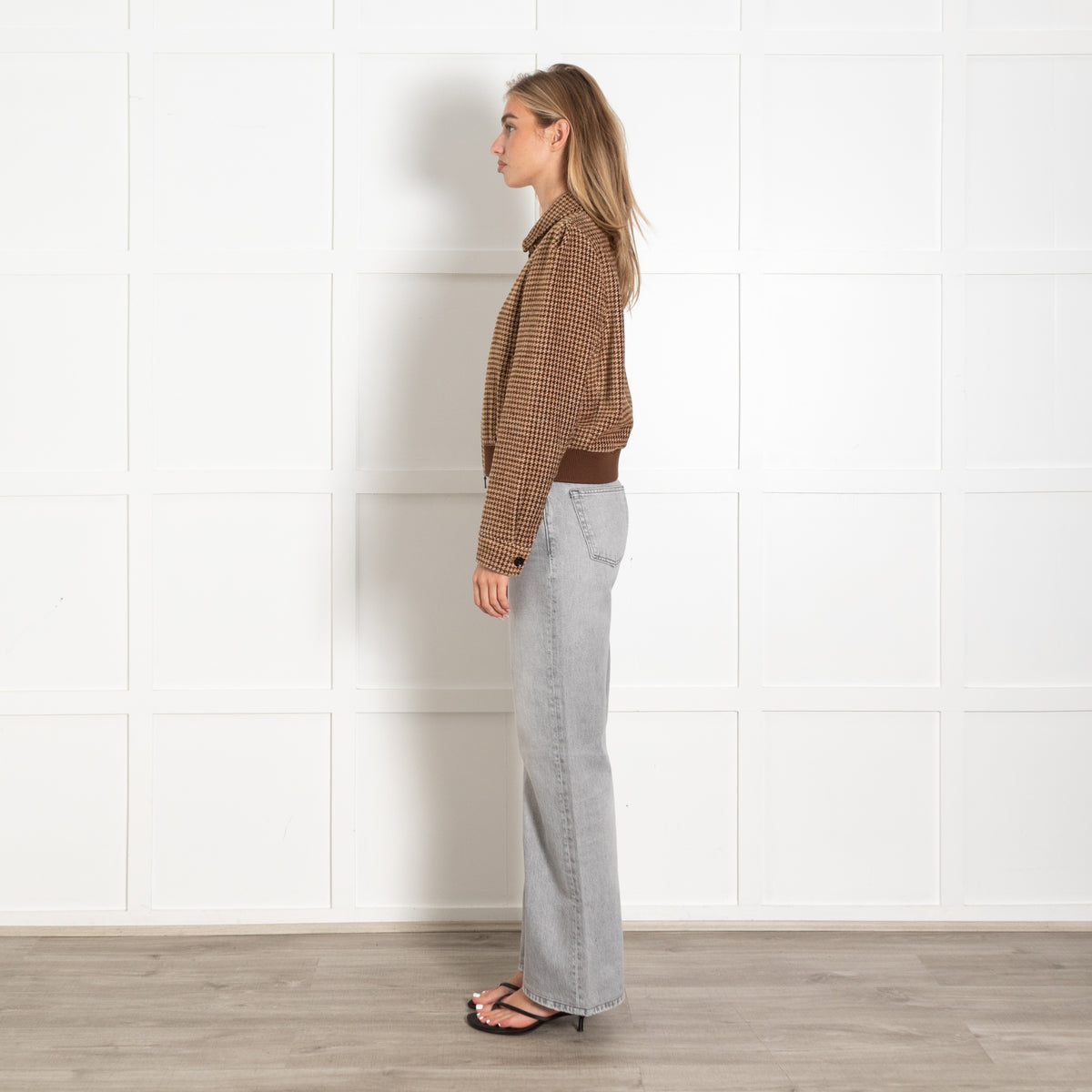 ME+EM Houndstooth Wool Blend Bomber Jacket - Image 4