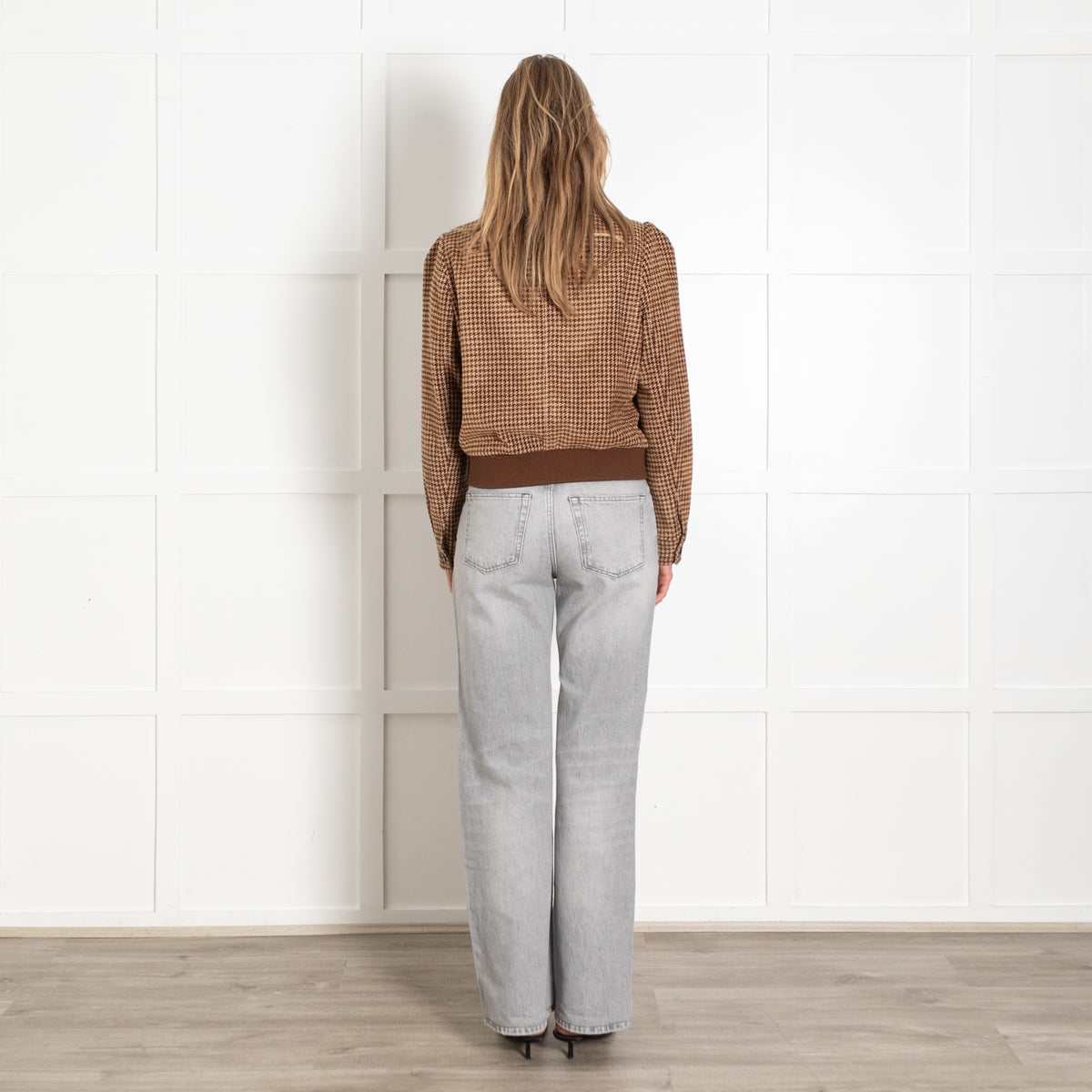 ME+EM Houndstooth Wool Blend Bomber Jacket - Image 5